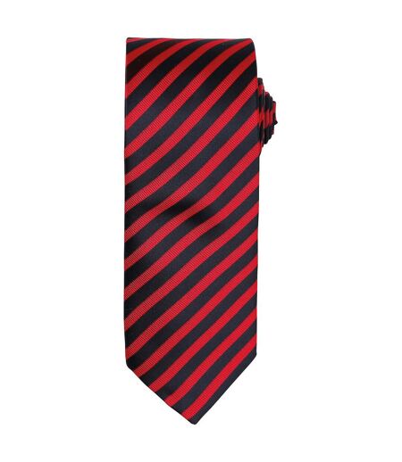 Premier Unisex Adult Double Stripe Tie (Red/Black) (One Size) - UTPC5867