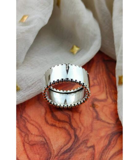 Adjustable Wide Thick Silver Band Cuff Thumb Statement Ring