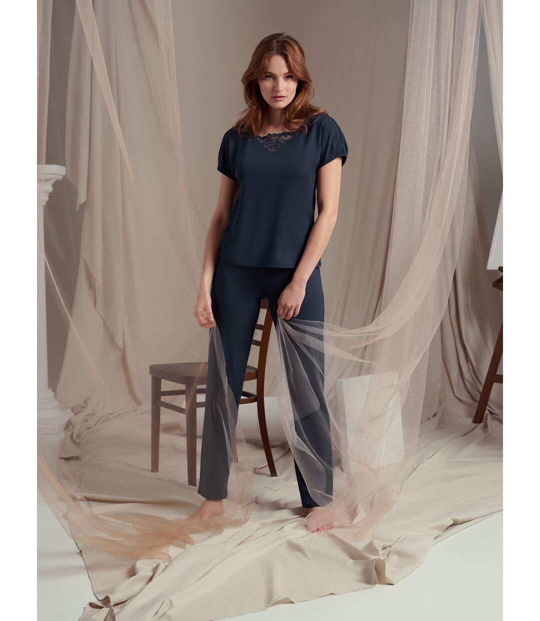 Pyjama pantalon t-shirt manches courtes Naty Lisca-2