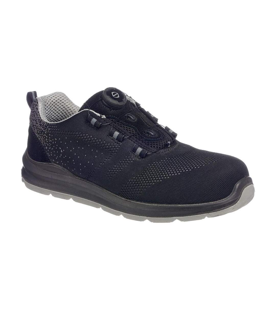 Mens knitted wire lace safety trainers black/grey Portwest-1