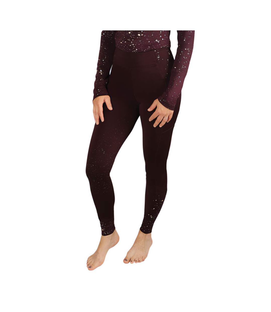 Collant d´équitation enchanted collection femme prune / rose doré HyFASHION