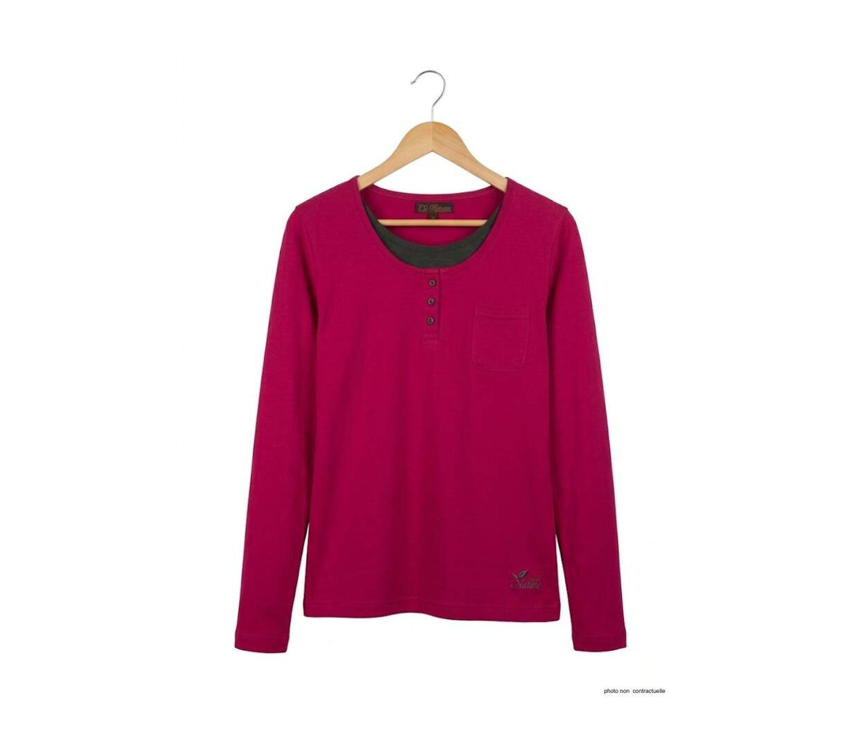 Mayflower NESTOR4 : Tee-shirt manches longues violet et gris avec col style boutonné-2