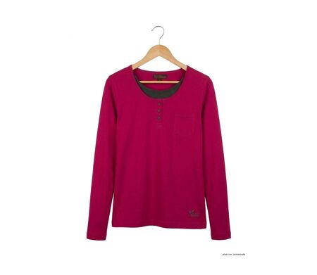 Mayflower NESTOR4 : Tee-shirt manches longues violet et gris avec col style boutonné