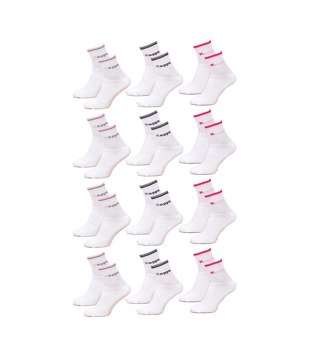 Chaussettes Femme KAPPA Modèle Tennis -Assortiment modèles photos selon arrivages- Pack de 12 Paires Tennis Blanches-1