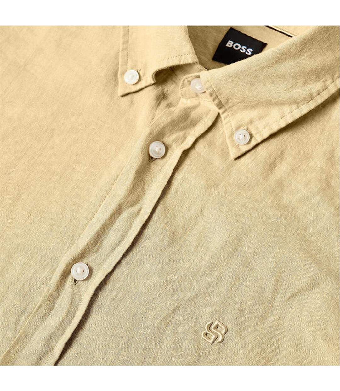 Mens Liam Linen Blend Long-sleeved Shirt Beige Boss-4