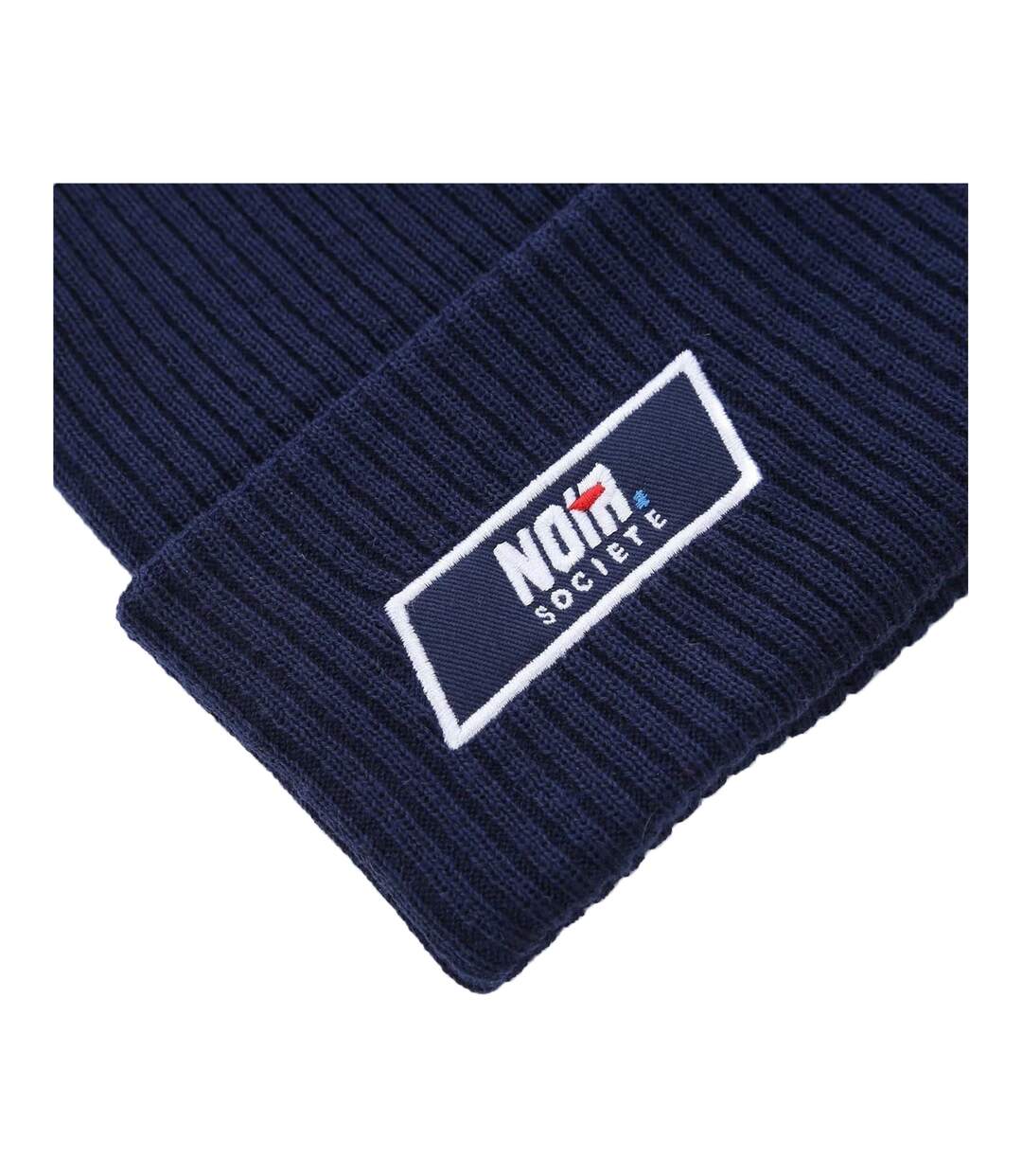 Unisex Adult Ribbed Winter Beanie Navy White Societe Noir-3