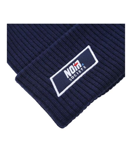 Unisex Adult Ribbed Winter Beanie Navy White Societe Noir