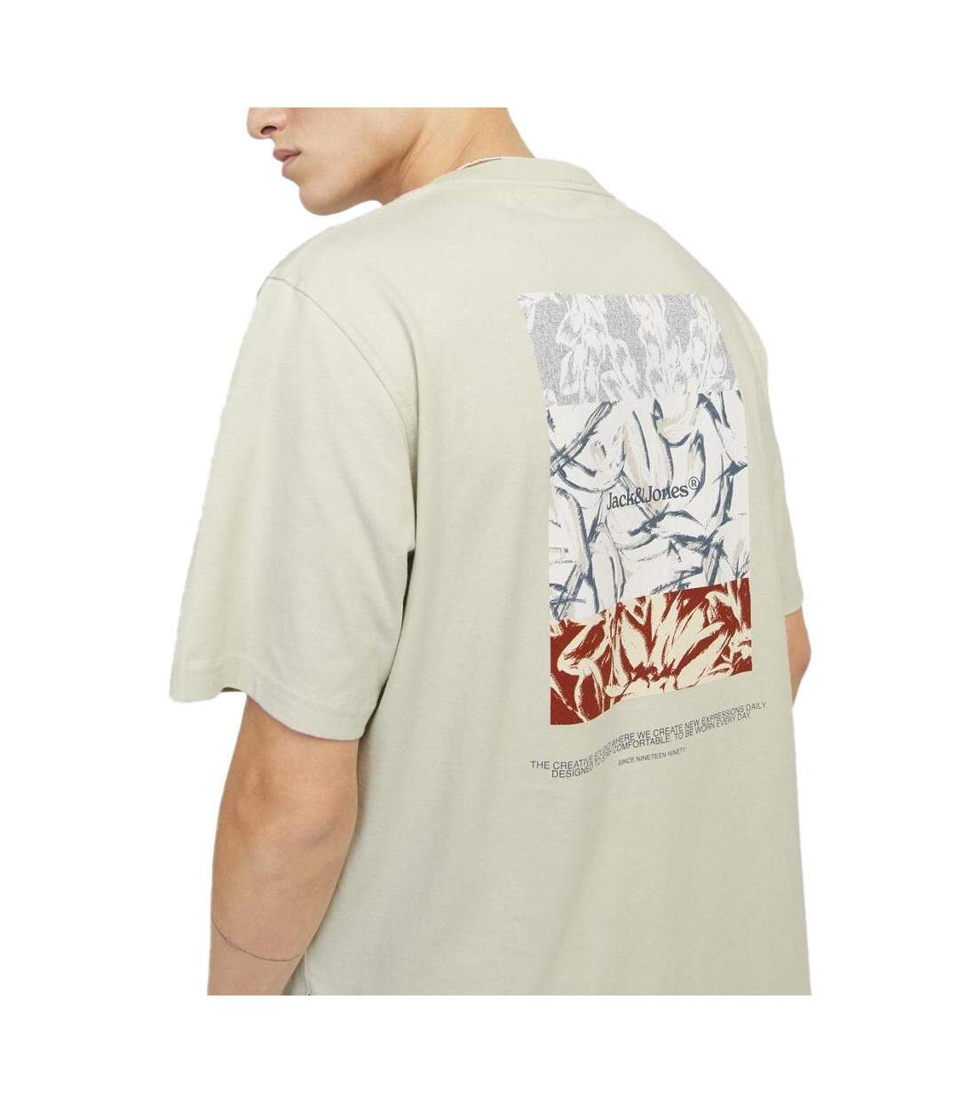 T-Shirt beige homme jack & jones back-2