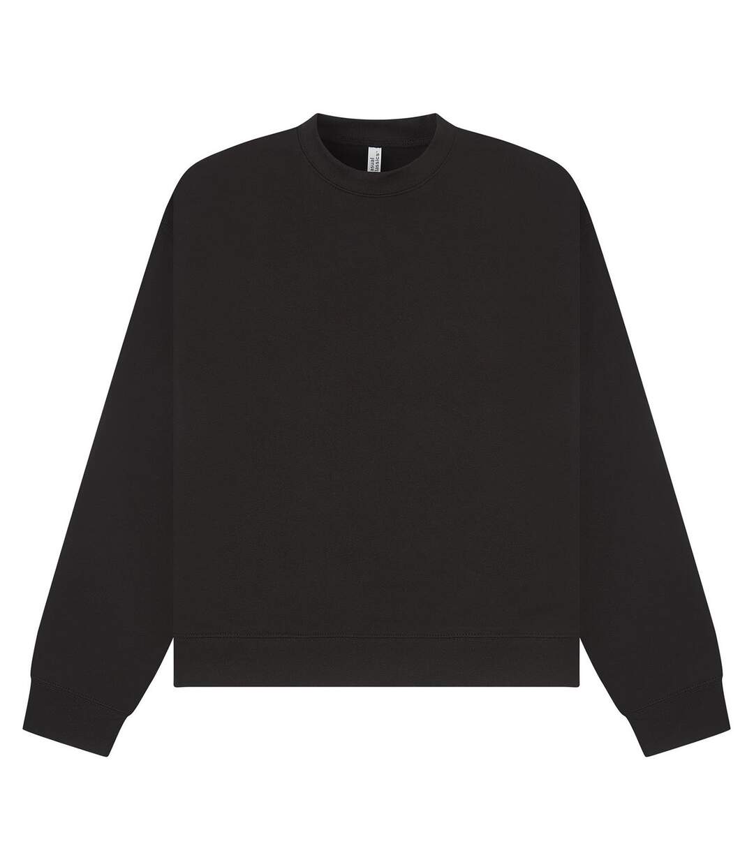 Unisex Adult Premium Combed Cotton Extended Neckline Boxy Oversized Sweatshirt Black Casual Classics-1