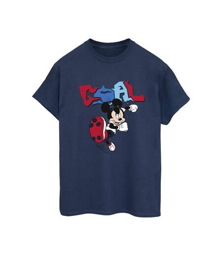 Disney T-shirt boyfriend en coton Mickey Mouse Goal Striker Pose Womens/Ladies (Bleu marine) - UTBI38579