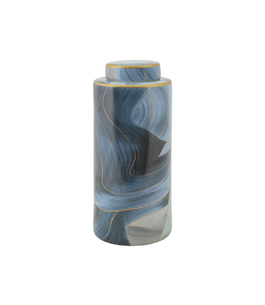 Vase Cylindrique en Céramique Elegant 34cm Bleu-1