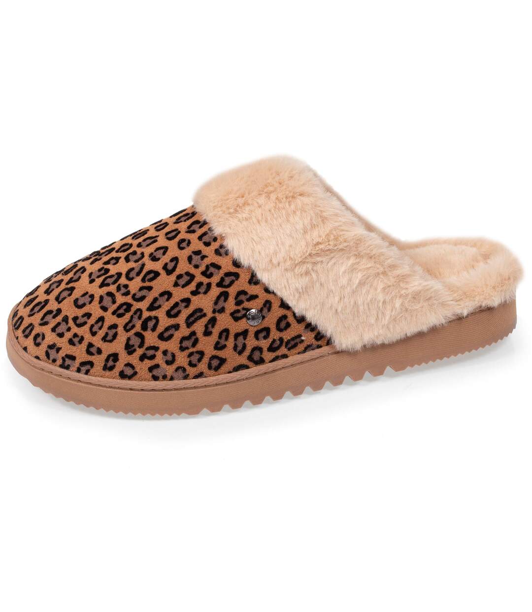 Isotoner Chaussons Mules femme ultra confortables, bordure en fausse fourrure-1