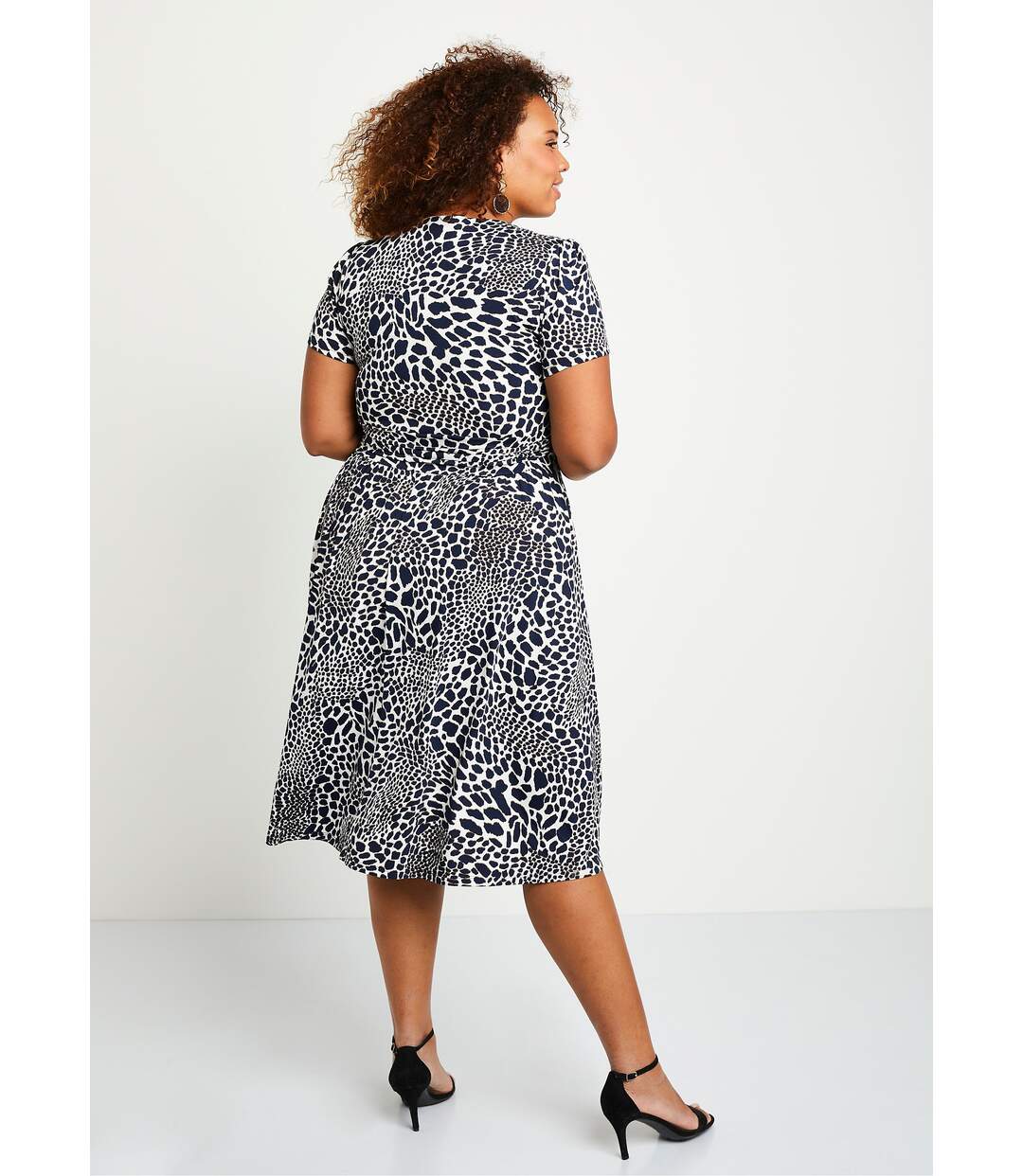Robe imprimée drapée évasée courte-2