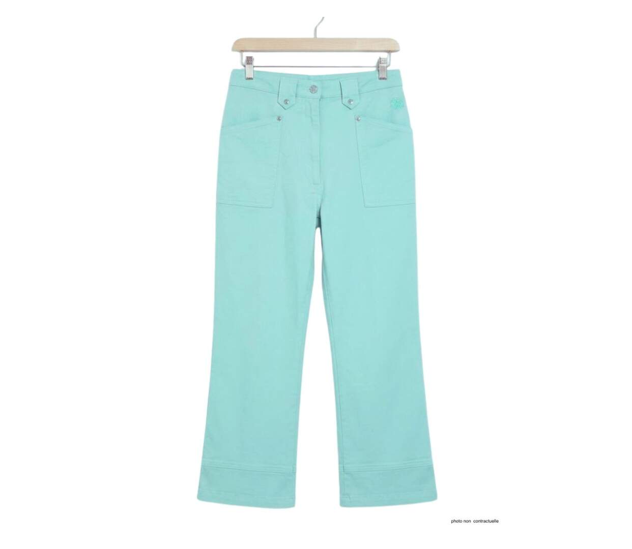 MAYFLOWER Basic Stretch : Pantacourt femme Bleu Ciel Lagon en coton extensible-2