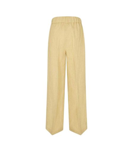 Womens/ladies Knitted Wide Leg Trousers Beige Blue Off White