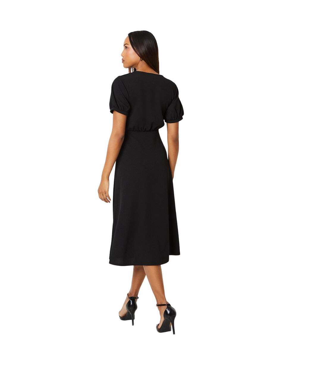 Womens/ladies textured jersey belt midi dress black Debenhams-2