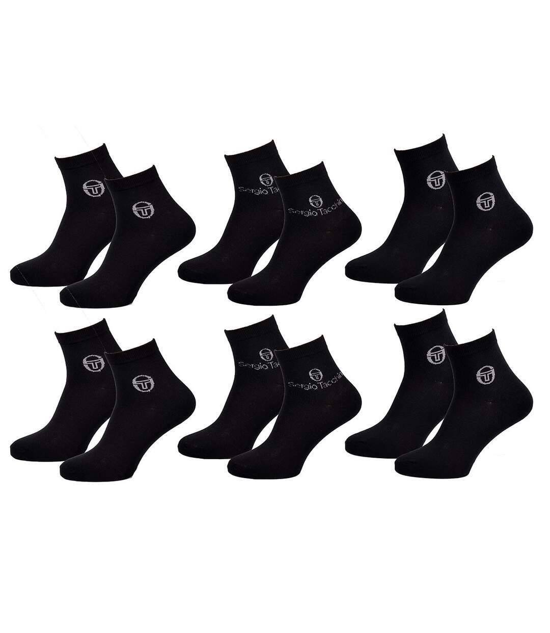 Chaussettes Homme VILLE SERGIO TACCHINI Lot de 6 QUARTER Pack de 6 Paires 0387 NOIR-1