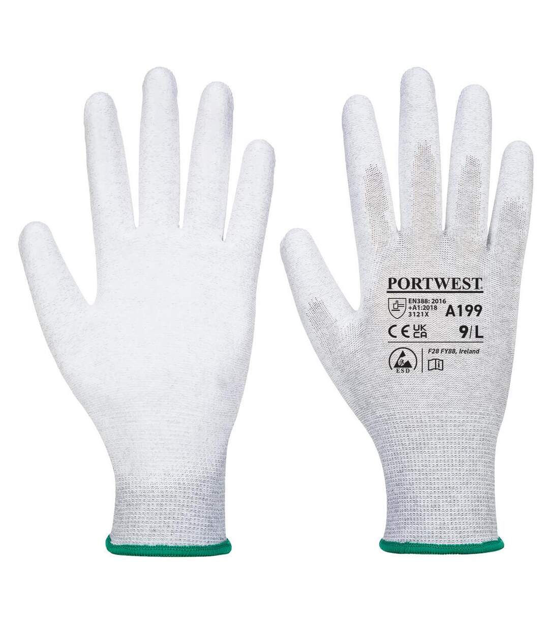 Unisex adult a199 pu palm grip gloves xs grey Portwest-1