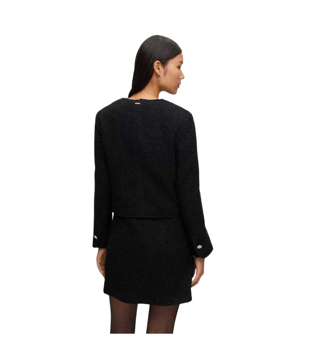 Womens/ladies Textured Button Suit Jacket Black Boss-3