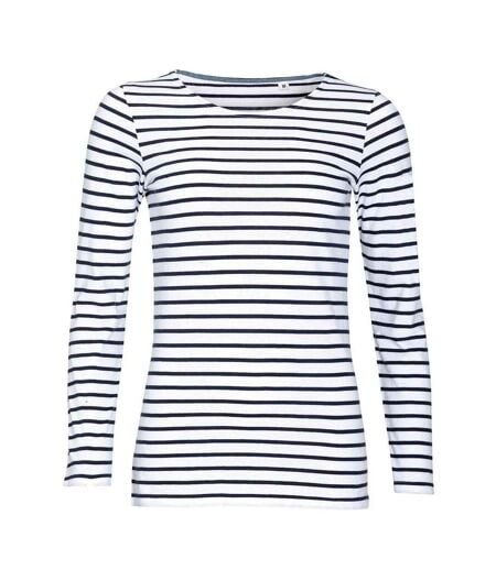 T-shirt Marine Femme Blanc Bleu Marine SOLS