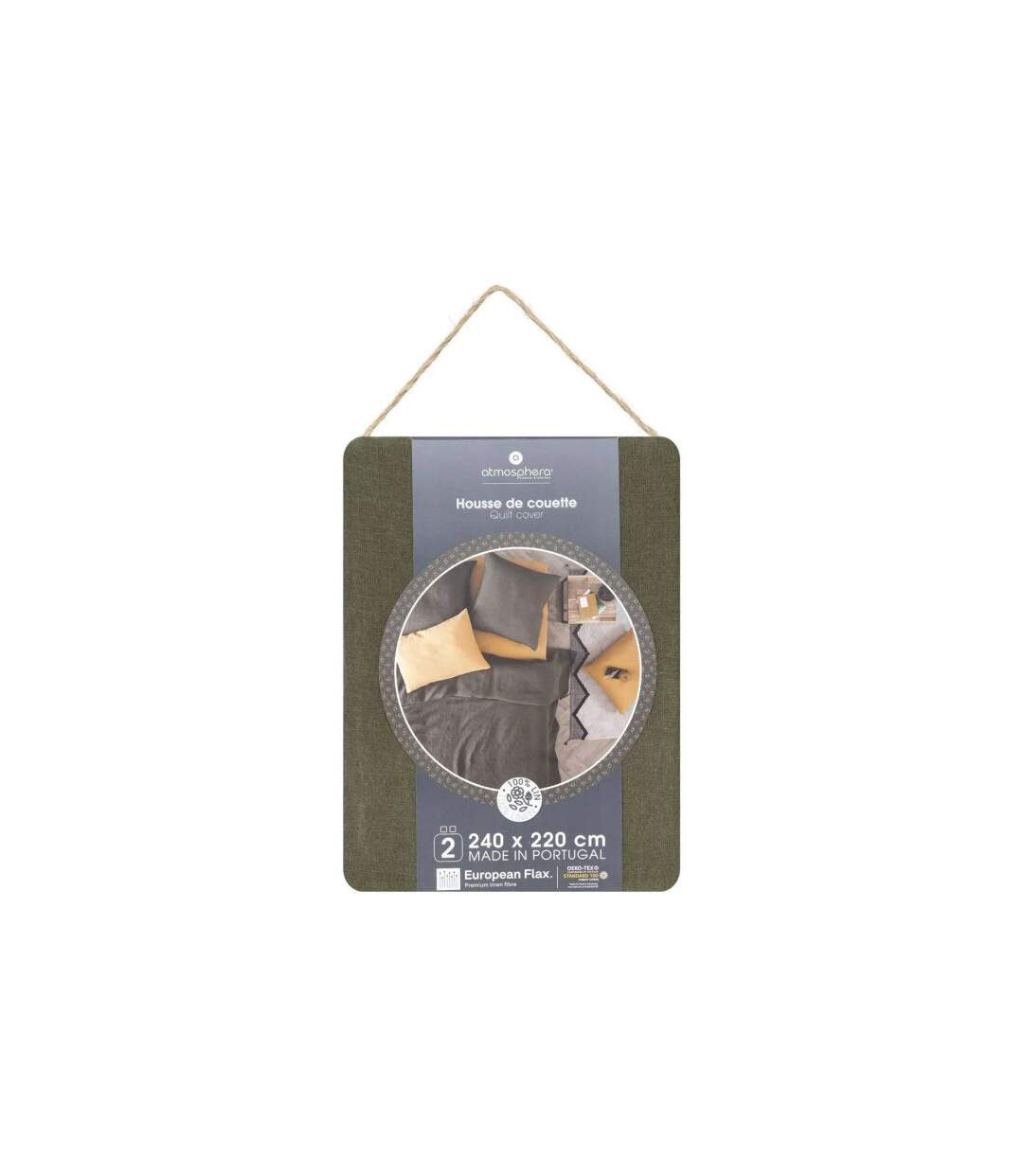 Housse de Couette Lin Adorable 240x220cm Vert Kaki-5