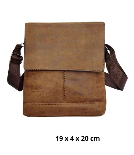 Sacoche bandoulière pour homme avec rabat - PVC vieilli - couleur marron