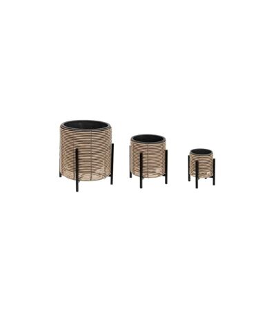 Lot de 3 Cache-Pots Déco Imitation Rotin 42cm Beige