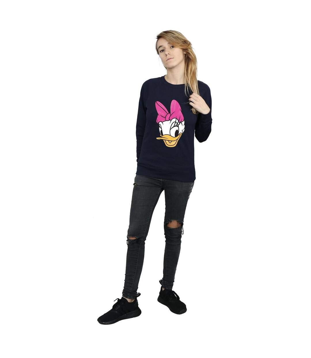 Disney Sweatshirt peint Daisy Duck Head Womens/Ladies (Bleu marine) - UTBI26956-4