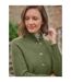 Womens/ladies Button Funnel Neck Cardigan Khaki Green WoolOvers-2