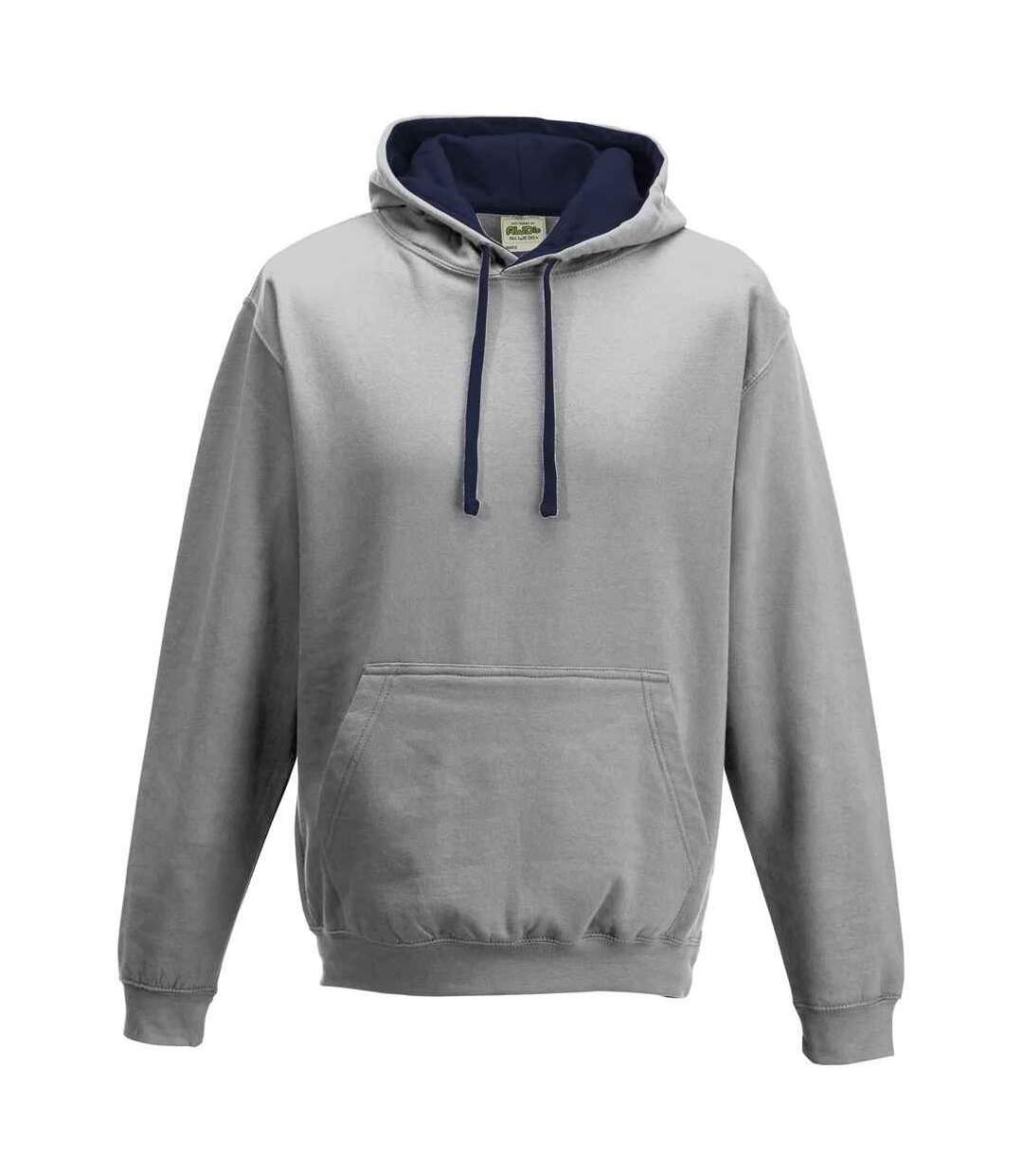 Sweat à capuche varsity adulte gris chiné / bleu marine Awdis-1