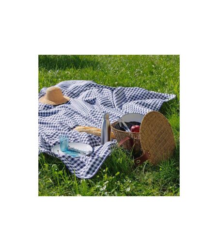 Nappe Ronde Antitache Imprimé Vichy 180cm Bleu