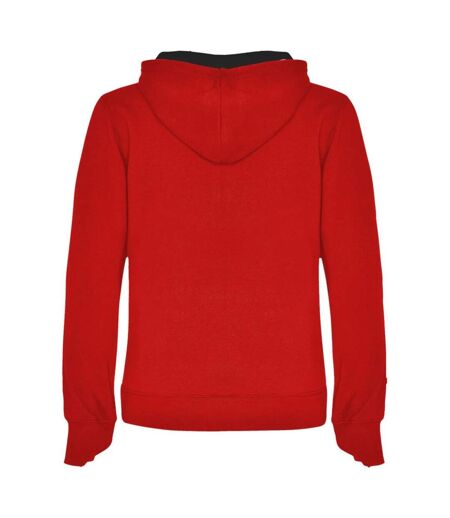 Womens/ladies Urban Hooded Polycotton Sweatshirt Red Black Roly