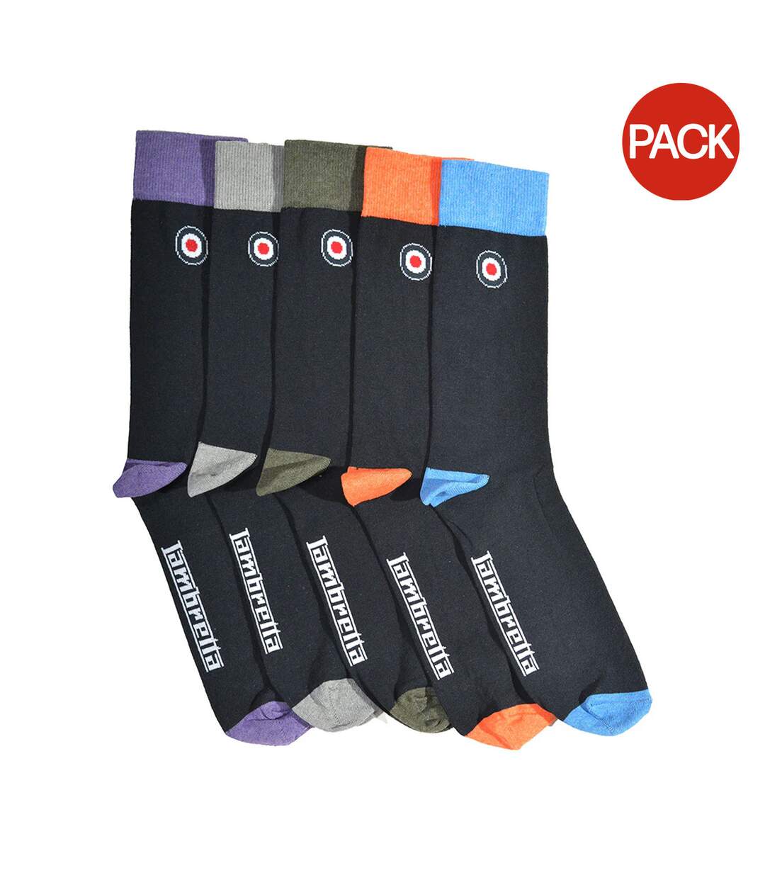 Pack Of 5  Mens Contrast Socks  Navy Multicoloured Lambretta-1