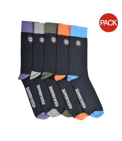 Pack Of 5  Mens Contrast Socks  Navy Multicoloured Lambretta