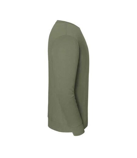 Sweat Uni Col Ars-du-cou Iconic Premium Homme Vert Kaki Fruit Of The Loom