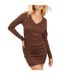 Robe Courte Manches Longues Femme Taupe Brave Soul-2