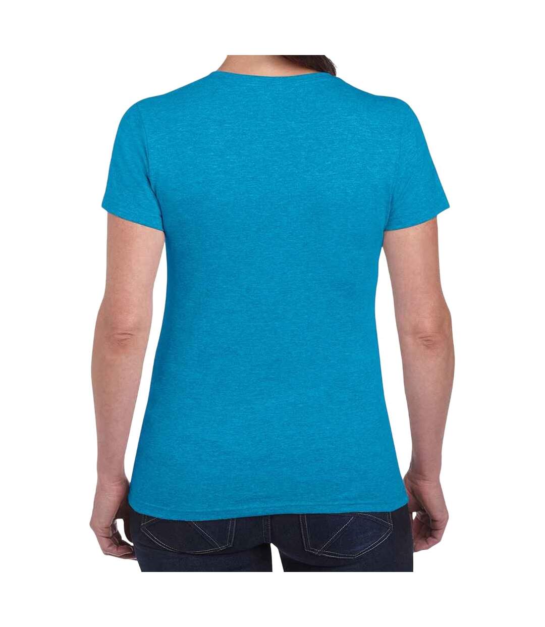 T-shirt femme bleu saphir chiné Gildan-2