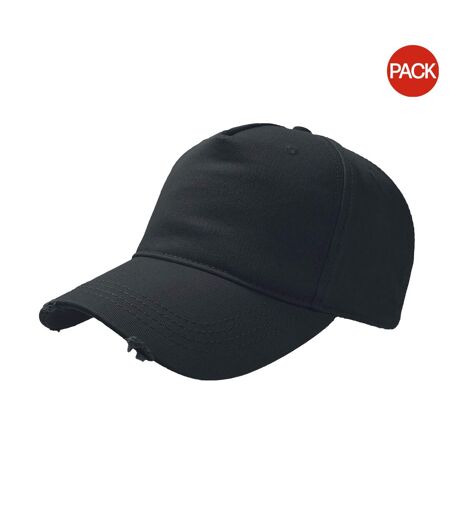 Atlantis Cargo Weathered Visor 5 Panel Cap (Pack of 2) (Black) - UTAB420