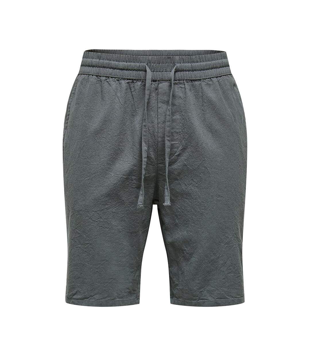 Short gris homme only & sons cot lin-1