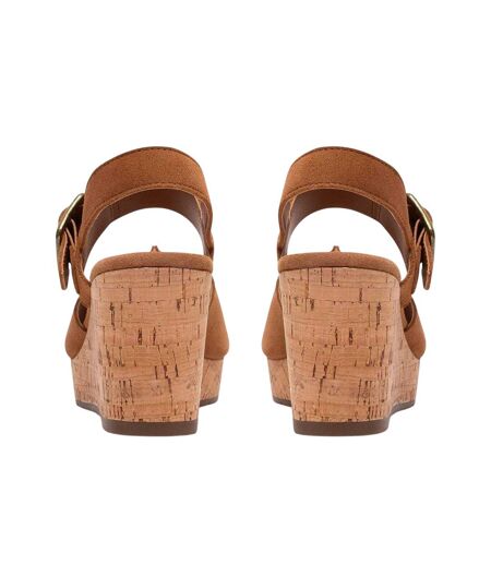 Womens/ladies Wedge Sandals Tan Clarks