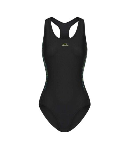 Maillot De Bain 1 Pièce Femme Noir Vert Imprimé Slazenger