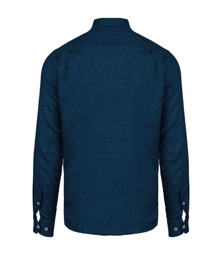 Mens linen long-sleeved shirt peacock blue Spasso