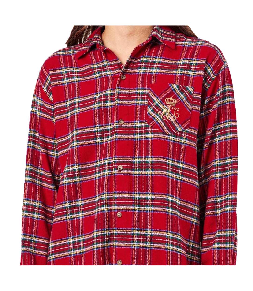 Chemise De Nuit Manches Longues Motif/style Motif Écossais Femme Rouge Ralph Lauren-4