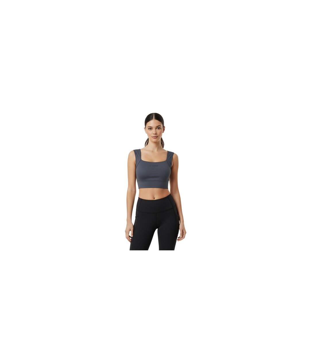 Womens/ladies Logo Ruched Sports Bra Shark Grey USA Pro-1