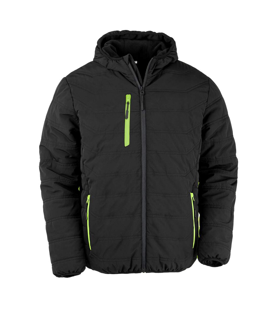 Doudoune Matelassée Compass Homme Noir Vert Clair Result Genuine Recycled-1