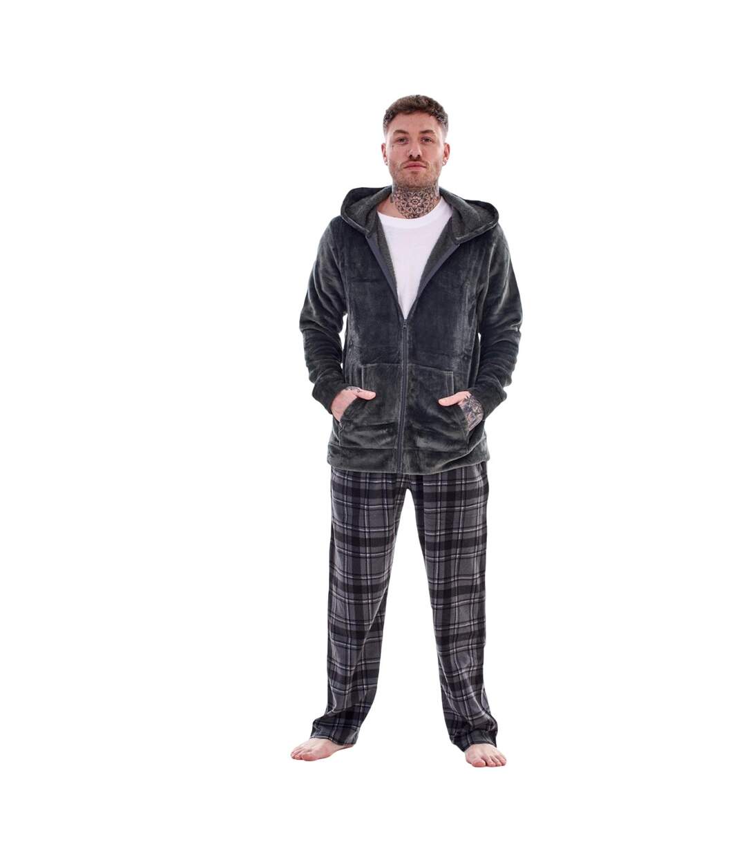 Ensemble De Pyjama Long Motif/style À Carreaux Homme Charbon Keanu-2