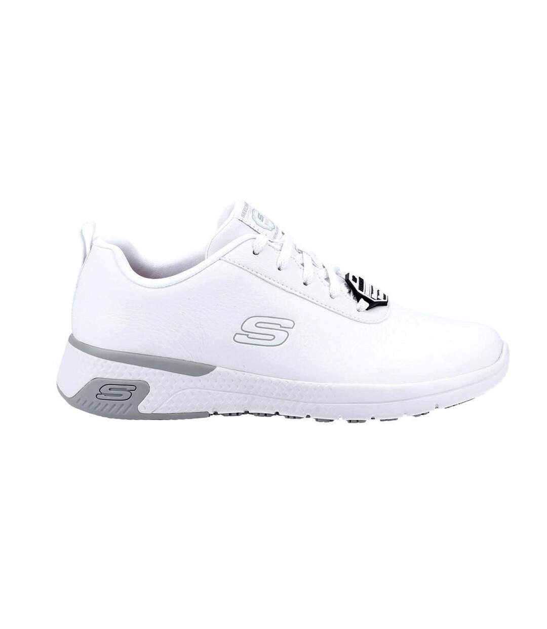 Womens/ladies marsing gmina slip resistant leather trainers white Skechers-3