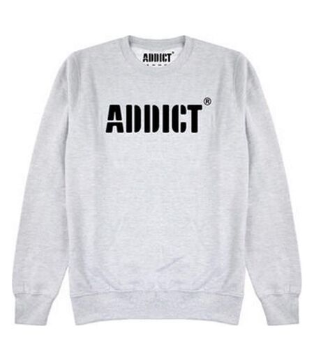 Addict Unisex Adult Stencil Logo Sweatshirt (Heather Grey/Black) - UTAD125