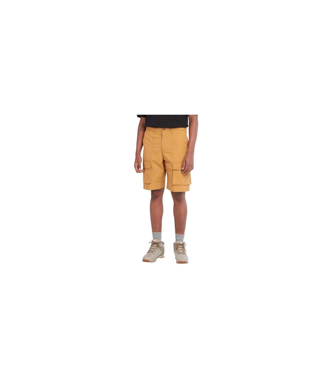 Mens Water Repellent Leather Badge Relaxed Fit Cargo Shorts Wheat Timberland-1