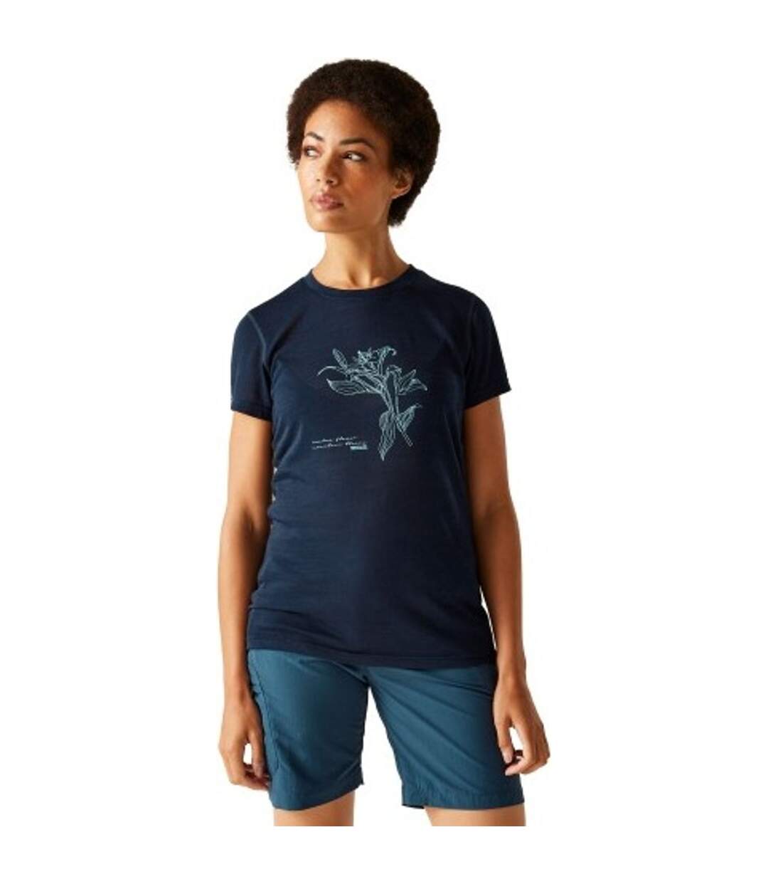 T-shirt Motif/style Floral Escade Femme Bleu Marine Regatta-1